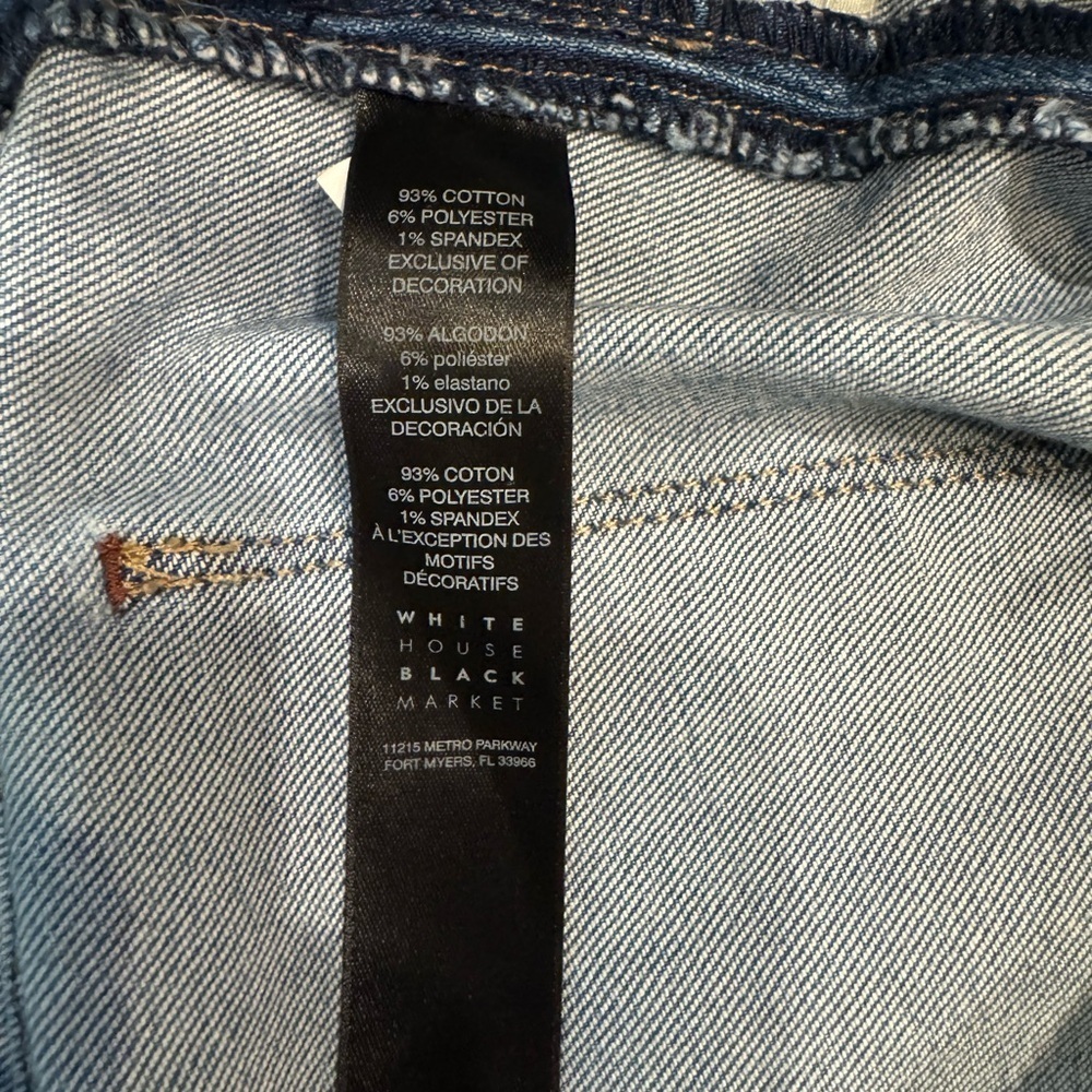 White House Black Market The Skimmer Jeans Faux Leather Trim Ankle Zip Size 4 - Picture 12 of 15